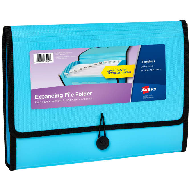 Avery Expanding File Folder Organizer 13 Pocket Accordion File